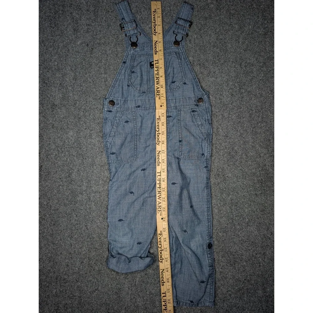 Oshkosh Bgosh Toddler‎ Kids 4T Overalls Blue Dinosaur Print Adjustable Legs